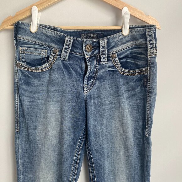 Silver Suki Mid Capri 3/4 Leg Crop Pants Denim Jeans Size 29 - Picture 2 of 8